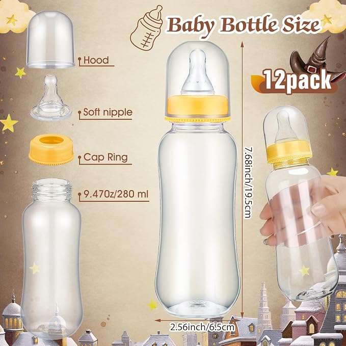 TrelaCo Cool Baby Shower Games Bottle Chug Sign and 12 Pcs Baby Bottle Shower - Image 4