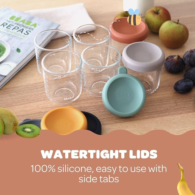 BEABA 6 Pack Glass Baby Food Jars - Image 3