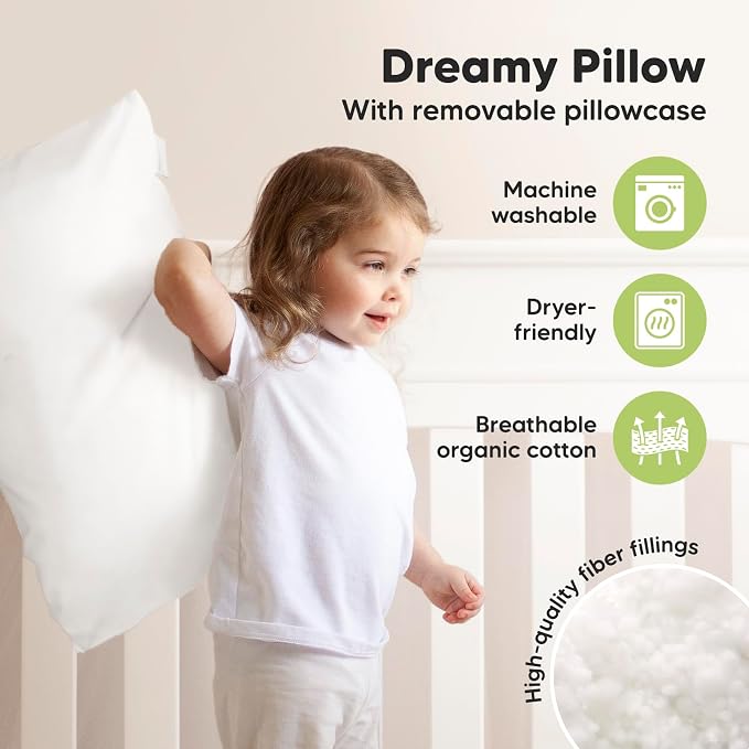 KeaBabies Toddler Pillow with Pillowcase, Jumbo 14X20 - Image 4
