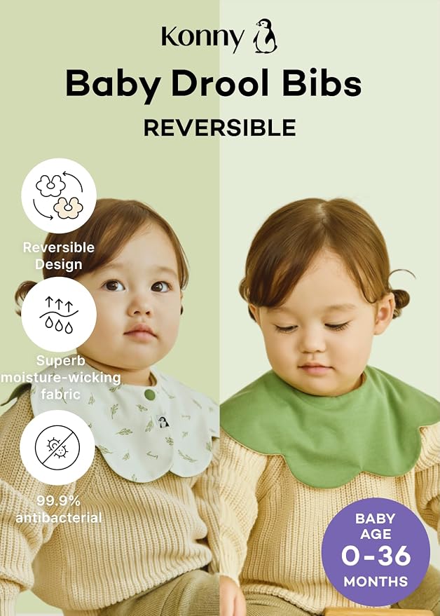 Konny Baby Bibs Set, 360 ​​° Rotate, Soft and Absorbent Bandana Drooling - Image 2