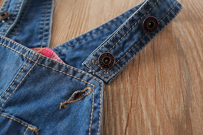 KIDSCOOL SPACE Baby Little Kids Cute Denim Embroidered Fashion Jean Overalls - Image 5