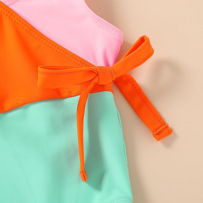 Happy Town Toddler Swimsuit Girl One Piece Bathing Suit Color Block Swimwear - Image 4