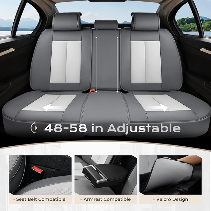 Coverado Car Seat Covers Full Set, Car Seat Protector Waterproof, Nappa Leather - Image 2