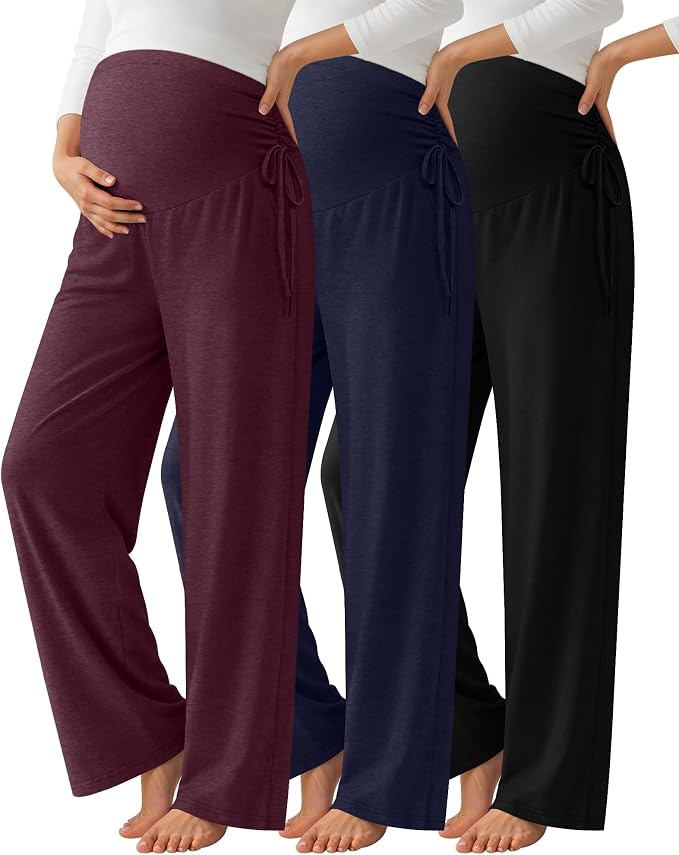 Neer 3 Pack Women's Maternity Pants Over The Belly Loose Pregnancy Pants by Neer