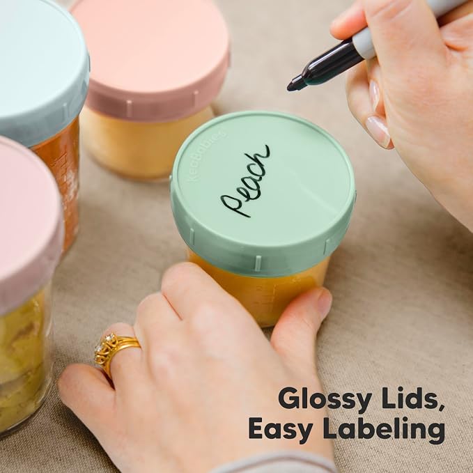 KeaBabies 4pk 8oz & 4pk 4oz Glass Baby Food Containers - Image 6
