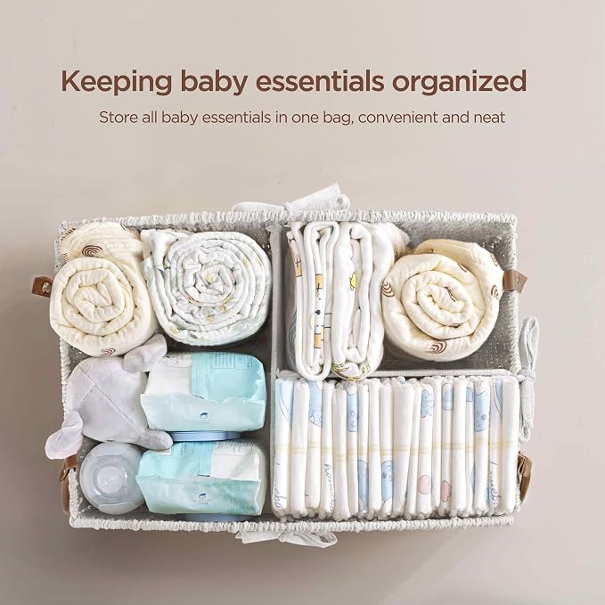 HBlife Diaper Caddy Organizer, Large Hand-Woven Storage Basket - Image 2
