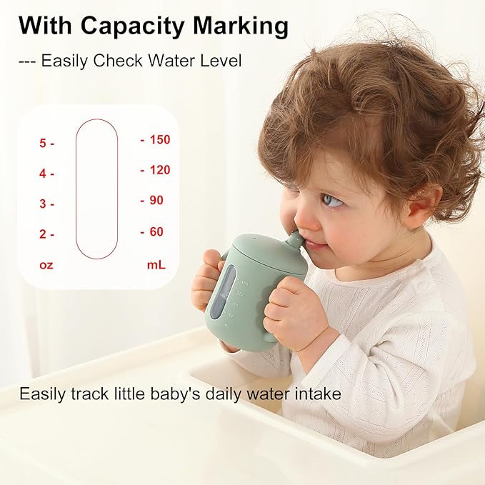 Seposeve 2 Pack Silicone Sippy Cups, Leak-Proof Baby Straw Cup - Image 5
