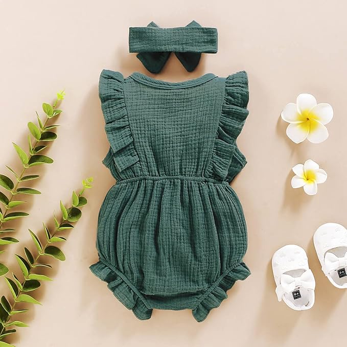 Renotemy Newborn Infant Baby Girl Clothes Rompers Summer Jumpsuits Short Sleeve - Image 3