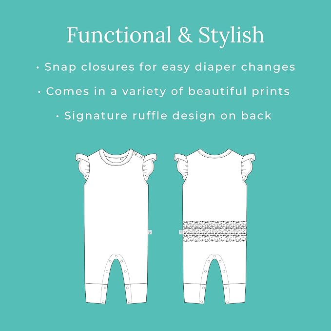 Posh Peanut Baby Girl Pajamas – Ruffled Cap Sleeve Romper PJs – Soft Viscose - Image 5