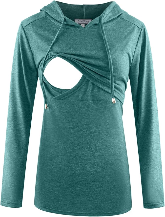 GINKANA Women's Nursing Hoodie Sweatshirt Long Sleeves Breastfeeding Maternity by GINKANA