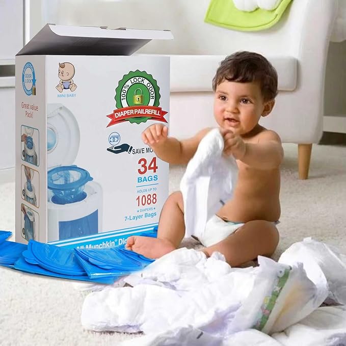 Diaper Pail Refill Bags 34 Bags 1088 Counts Compatible - Image 8