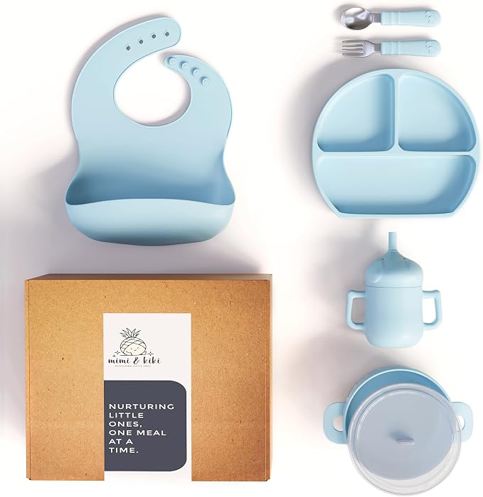 mimi & kiki BPA-Free Silicone Baby Feeding Set, Baby Plates and Bowls Set by mimi+%26+kiki