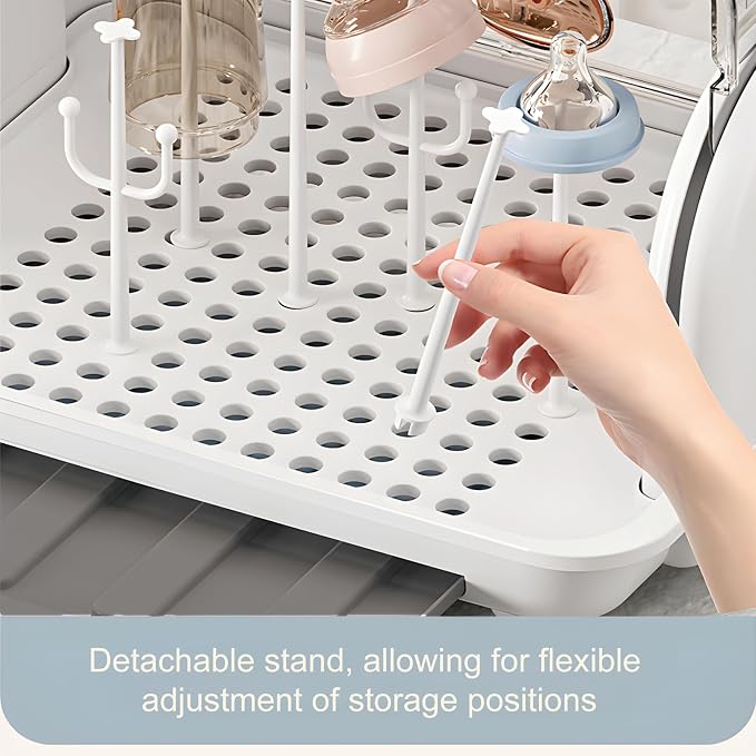 Baby Bottle Drying Rack Storage, Nursing Bottle Storage Box Organizer - Image 6