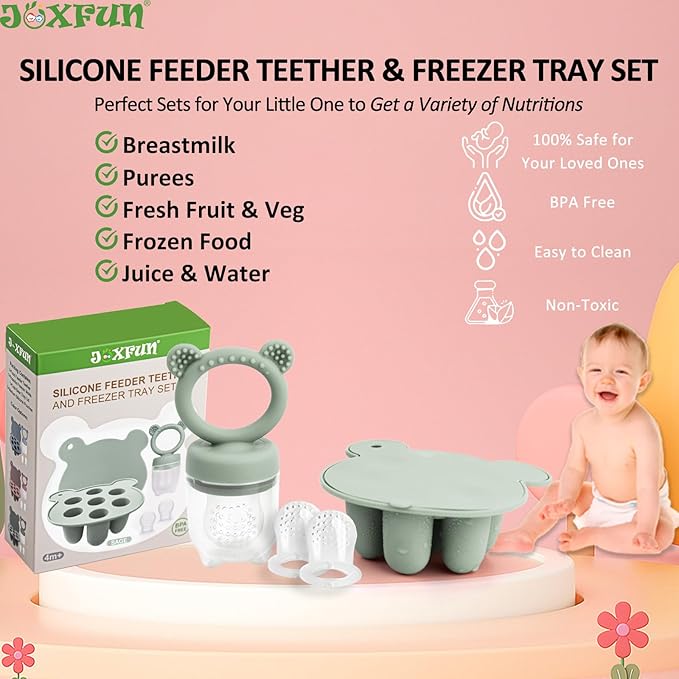 Silicone Baby Fruit Food Feeder & Mini Freezer Nibble Tray, Breastmilk Popsicle - Image 2