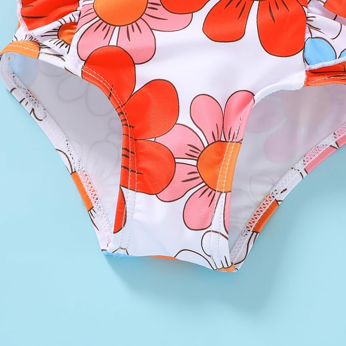 Newborn Baby Girl Ruffle Swimsuit Infant Toddler One Piece Floral Bikini Beach - Image 7