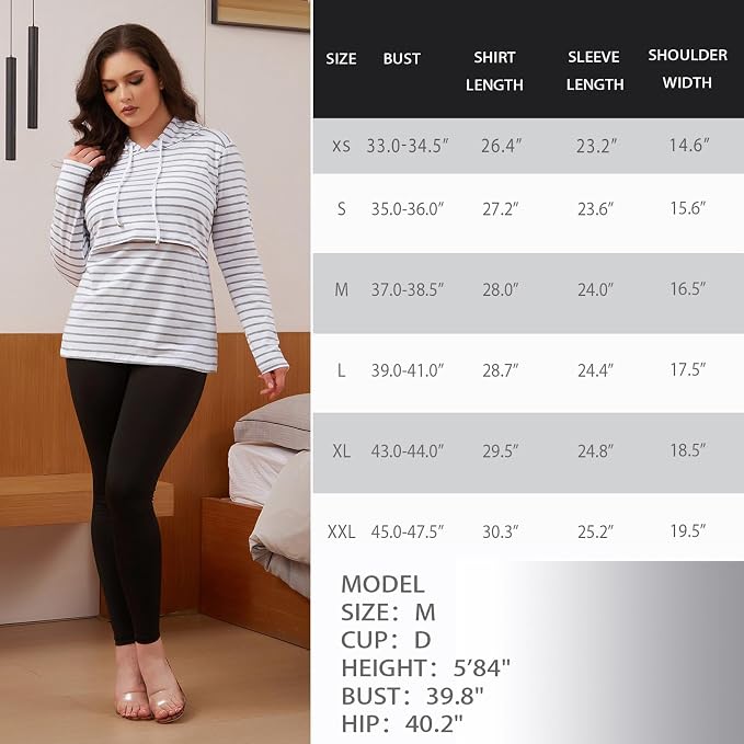 GINKANA Women's Nursing Hoodie Sweatshirt Long Sleeves Breastfeeding Maternity - Image 7