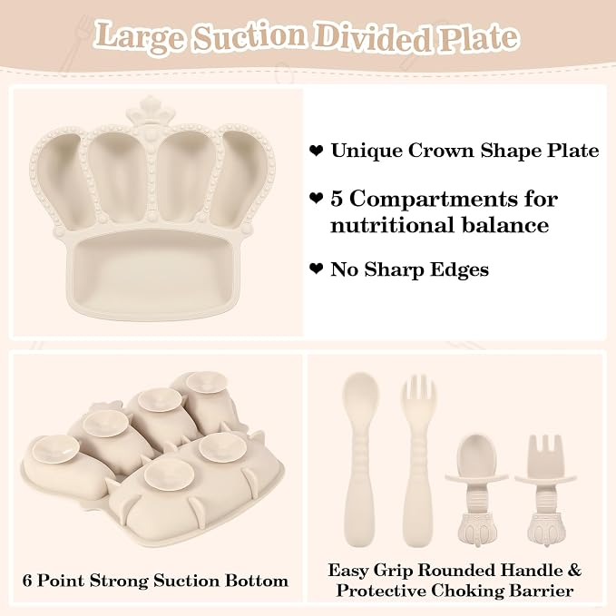Silicone Baby Feeding Set 10 Pcs Baby Led Weaning Supplies Suction Bowl Divided - Image 3
