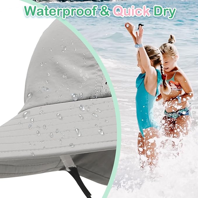XIAOHAWANG Girls Sun Hat Baby Beach Hats Boys UPF 50+ Kids Summer Protection - Image 3