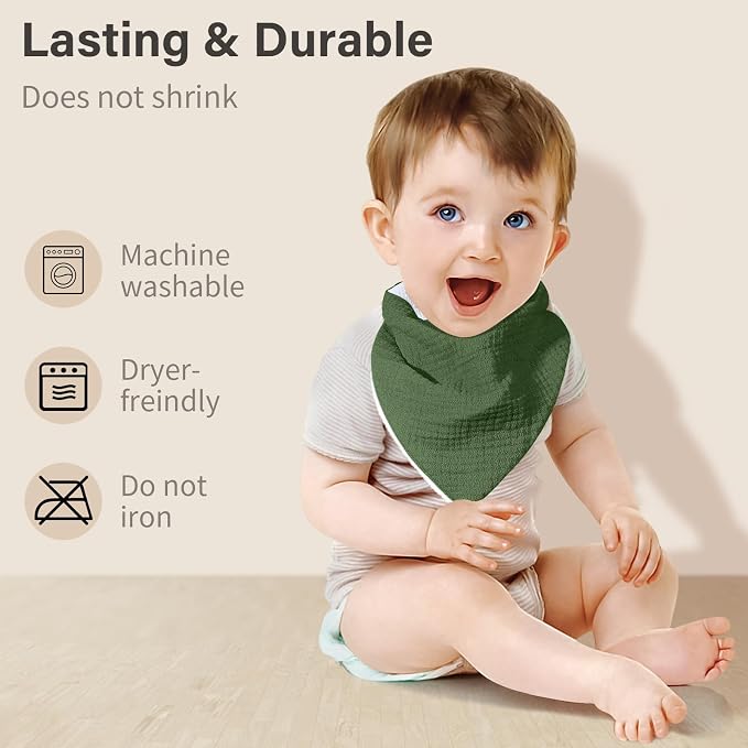 Muslin Baby Bibs, Soft Triangular Baby Bandana Drool Bibs - Image 4
