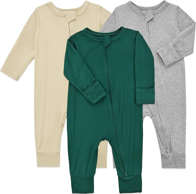Aablexema Baby Footless Pajamas Rayon 3pcs Unisex Infant Zipper Romper - Image 2