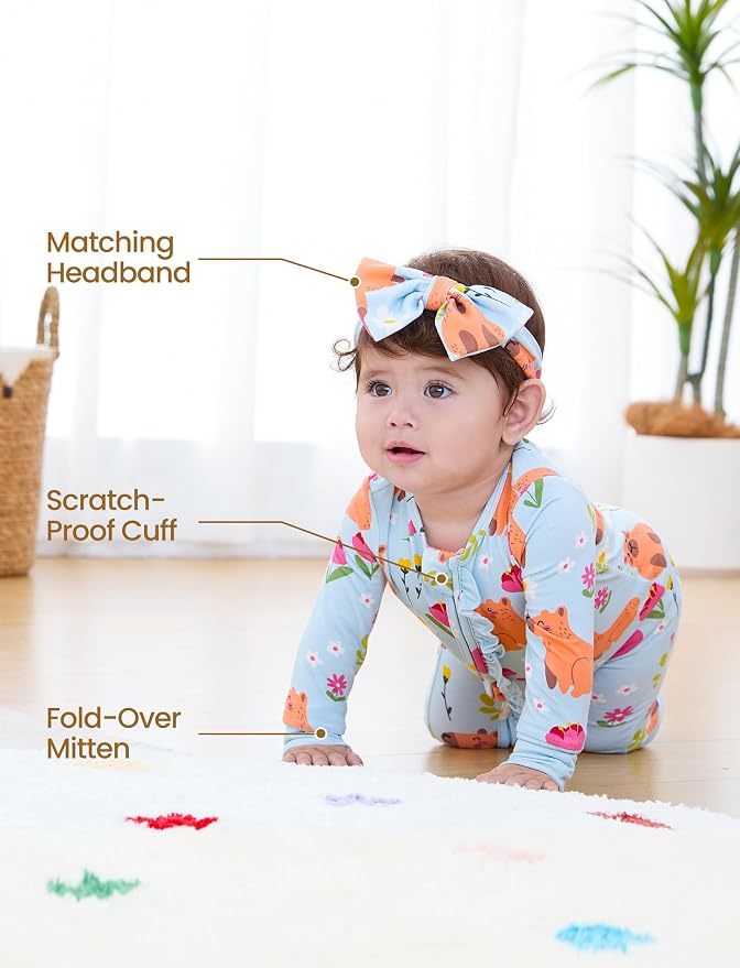 PATPAT Baby Girl Boy Clothes Newborn Infant Footie – Soft Viscose from Bamboo– - Image 5