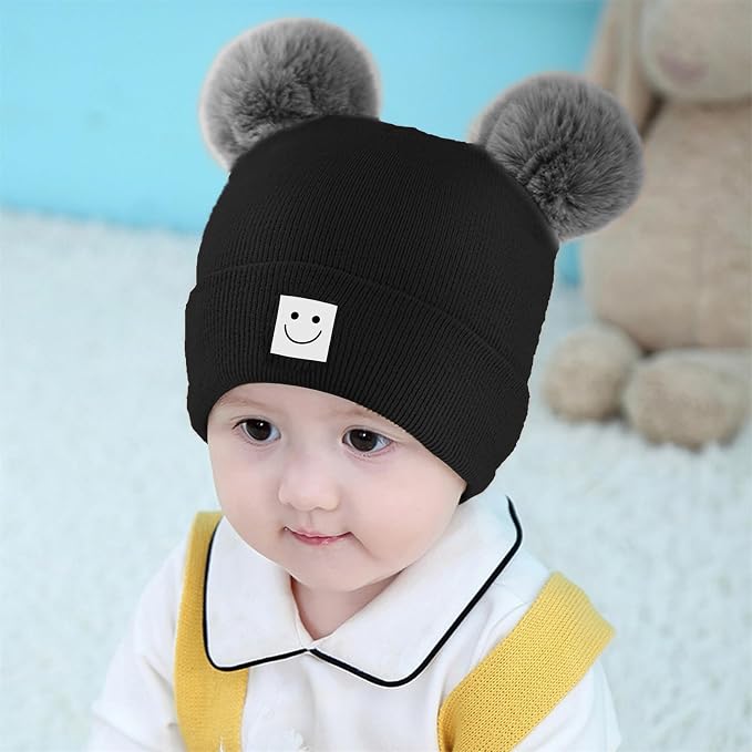 AZJ Baby Beanie Hat Toddler Infant Winter Knitted Hat Kids Soft Warm Pom Pom - Image 6