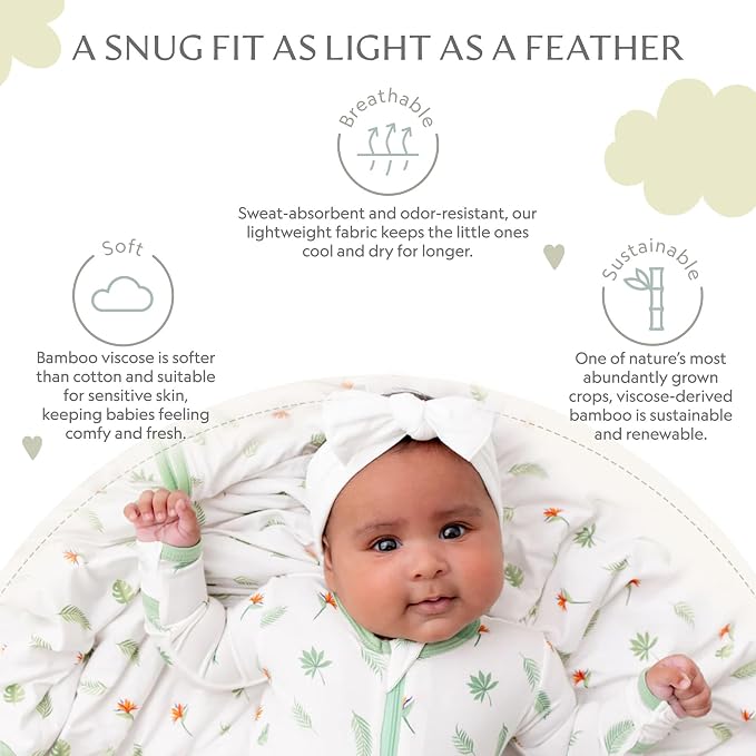 Bamboo Little Soft Baby Footie Pajamas, Baby Clothes, Newborn Sleepers - Image 3