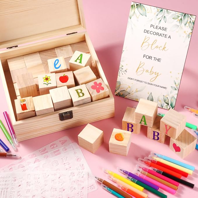 Draupnir 92 Pcs Fun Baby Shower Games Sign Kit Babies Coloring Blocks - Image 2