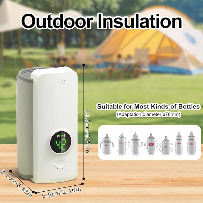 Portable Baby Bottle Warmer for Travel, Cordless Baby Bottle Warmer for - Image 3