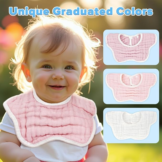 Muslin Baby Bibs for Drooling and Teething Newborn Drool Bibs for Baby Girl Boy - Image 3