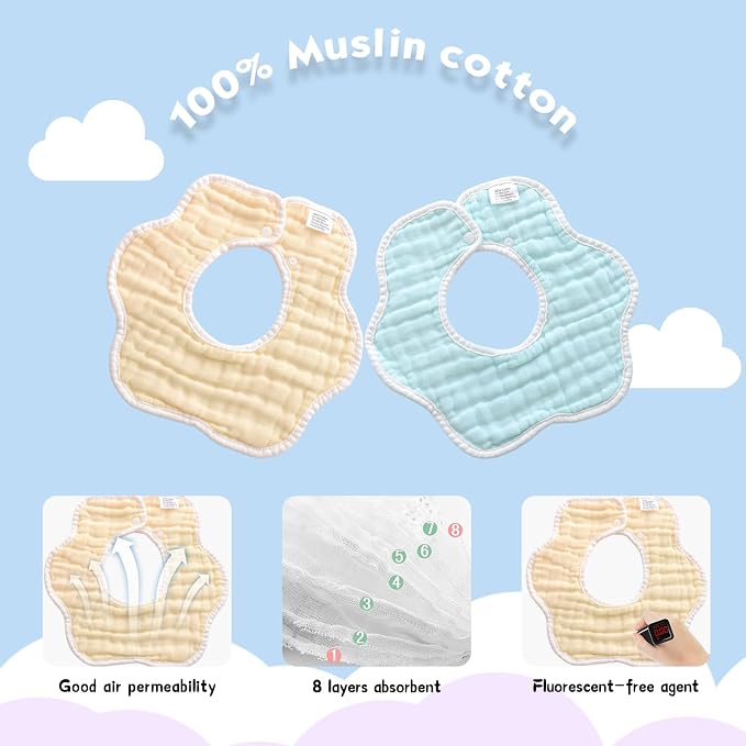 Muslin Baby Bibs for Drooling and Teething Newborn Drool Bibs for Baby Girl Boy - Image 4