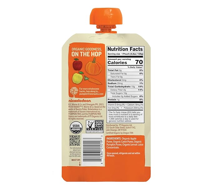 Pumpkin Tree Peter Rabbit Organics Apple, Carrot and Pumpkin Puree, 4.4 Ounce - Image 2