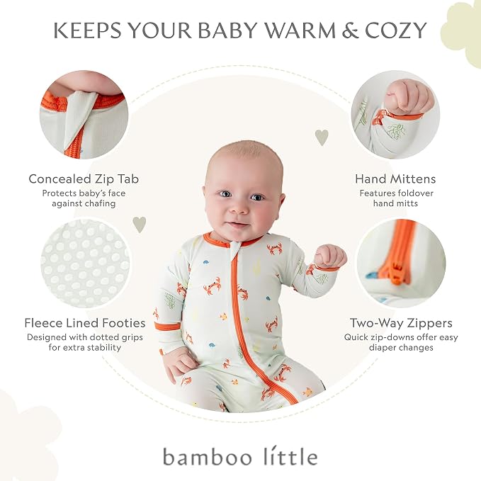 Bamboo Little Soft Baby Footie Pajamas, Baby Clothes, Newborn Sleepers - Image 2