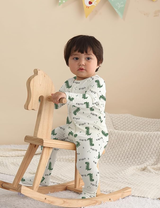 Jimonda Baby Girls Boys Footed Pajamas, Rayon From Bamboo, 2 Way Zipper Long - Image 5
