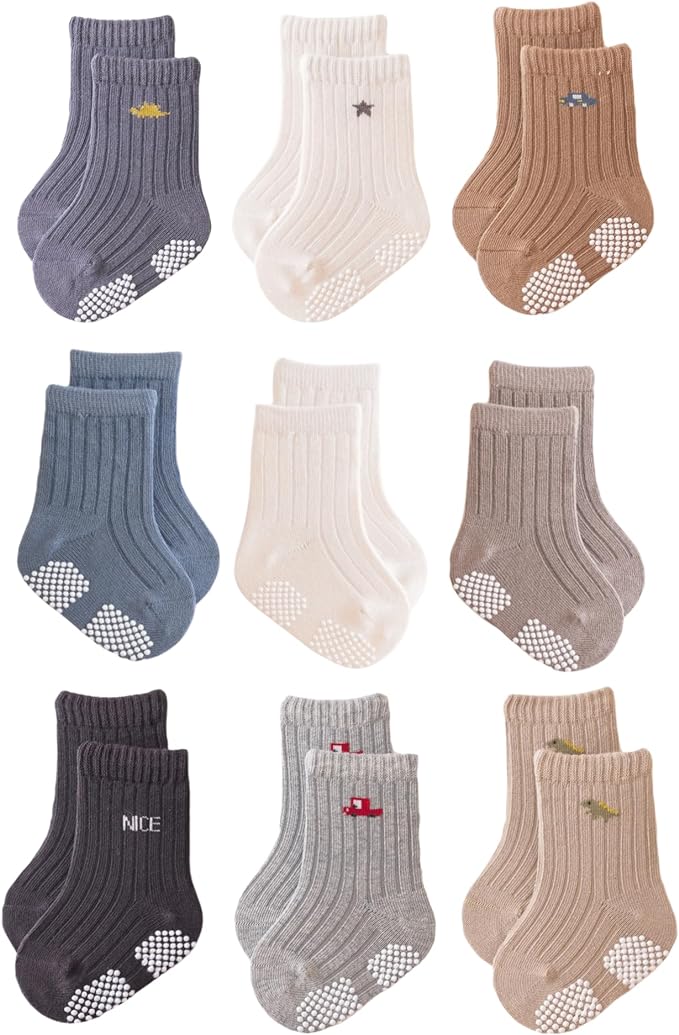 Baby Crew Socks, Grips Combed Cotton Socks Toddler Non-Skid by JPoqobog