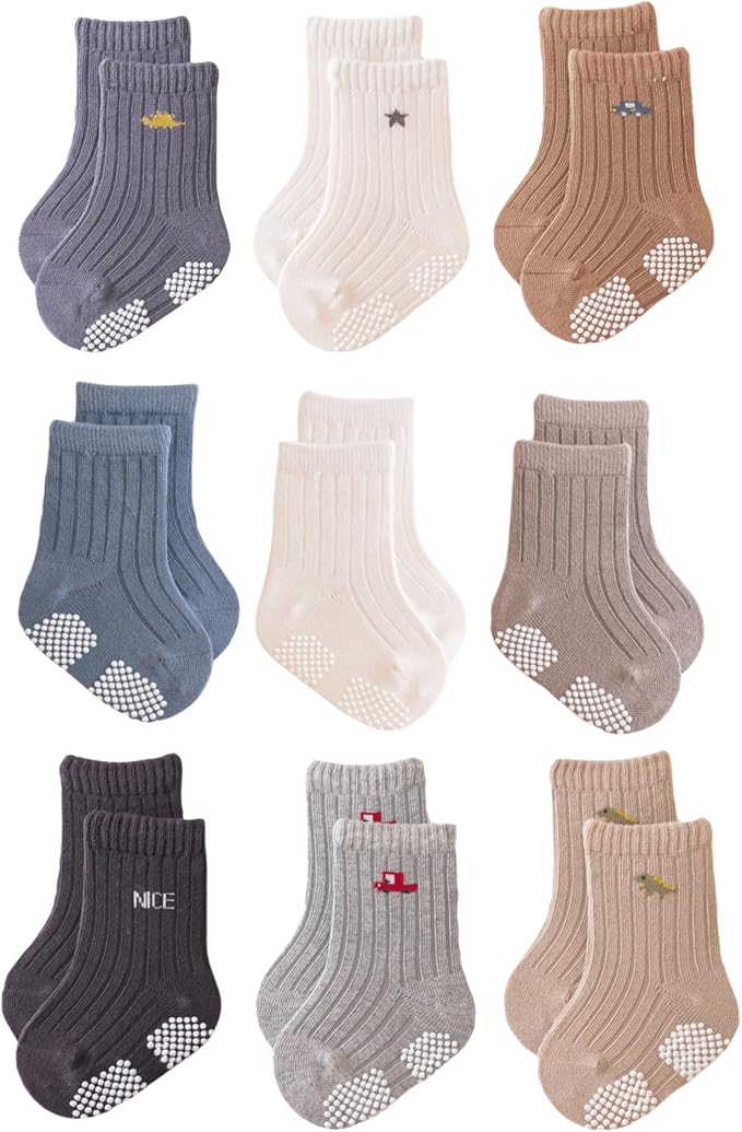 Baby Crew Socks, Grips Combed Cotton Socks Toddler Non-Skid by JPoqobog