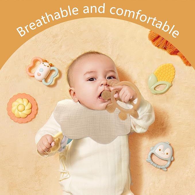 EllieHouse Baby Bibs for Girls Boys 8 Pack Muslin Drool Teeth Drooling Teething - Image 4