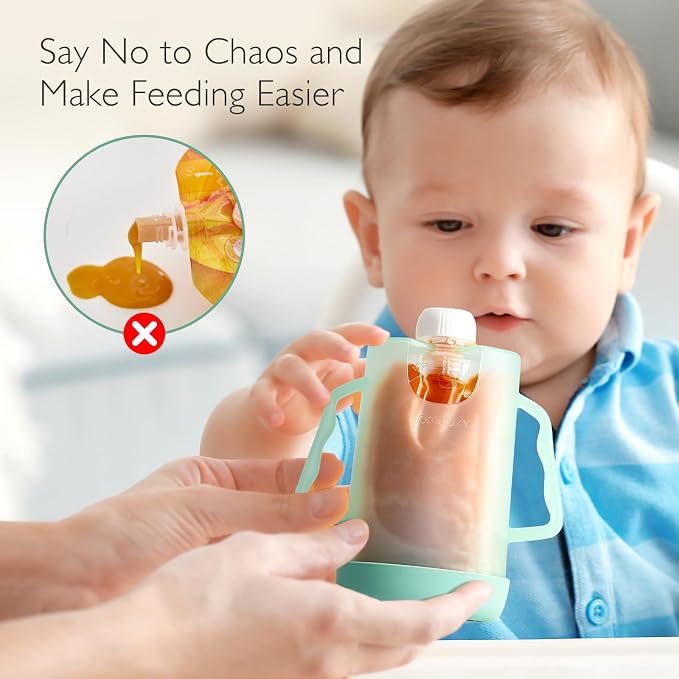 Momcozy Baby Pouch Holder No Squeeze, Baby Food & Juice Box Holder, Easy Grip - Image 5