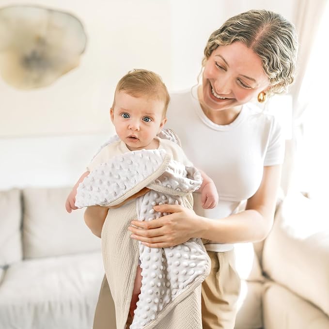lulumoon Baby Blanket for Newborn Receiving: Minky Dot & Muslin Lightweight - Image 8