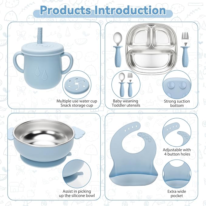 Stainless Steel Kids Plates and Bowls Set - Image 3