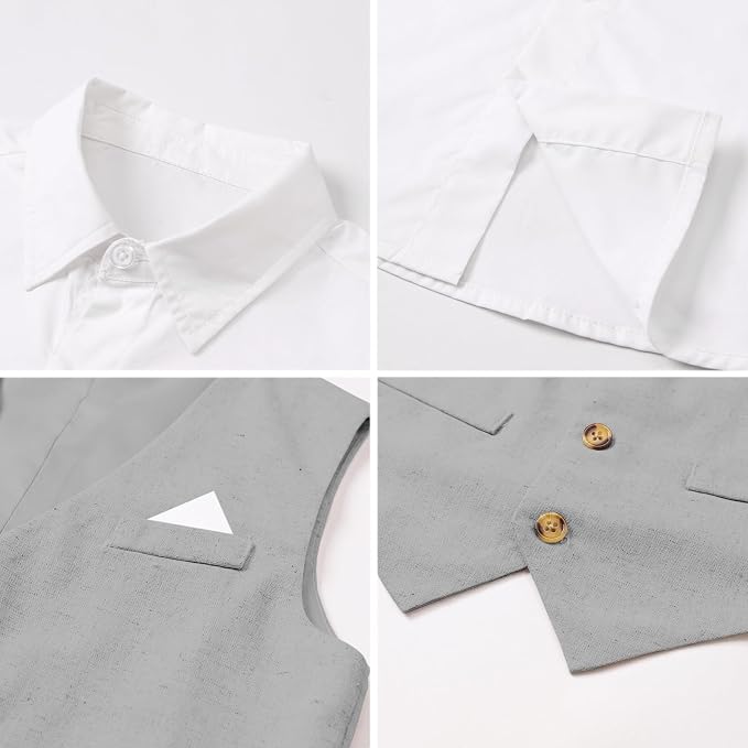SANGTREE Boys Cotton Linen Suit Formal Set Baby Clothes Boy Gentleman Wedding - Image 4