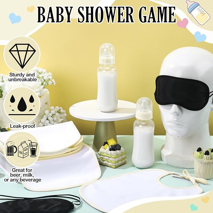 Leinuosen 24 Pcs Baby Shower Blindfold Feeding Game Set Include 6 Plastic Chug - Image 4