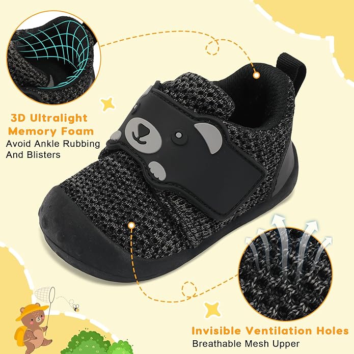FEETCITY Baby Walking Shoes Wide Baby Shoes Boys Girls Infant Sneakers Crib - Image 4