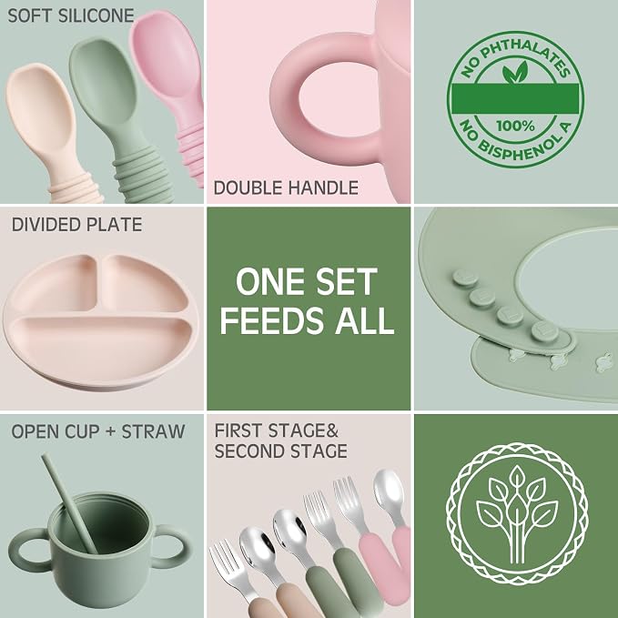 Yinder 24 Pack Silicone Baby Feeding Set Baby LED Weaning Supplies Includes - Image 6