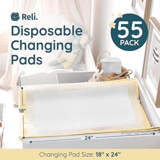Reli. Disposable Changing Pads for Baby | 18" x 24" Disposable Diaper Changing - Image 2