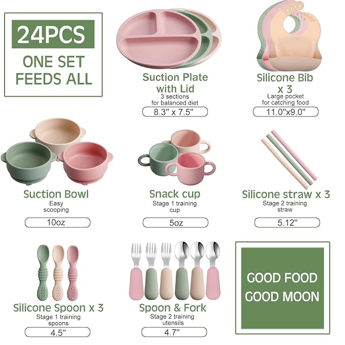 Yinder 24 Pack Silicone Baby Feeding Set Baby LED Weaning Supplies Includes - Image 7