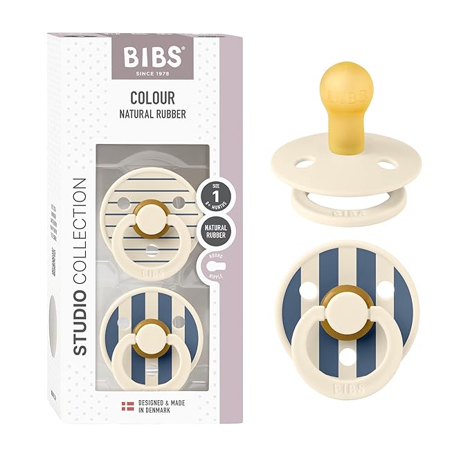 BIBS Pacifiers - Studio 2 Pack | Round Nipple Baby Pacifier | BPA Free Natural by BIBS