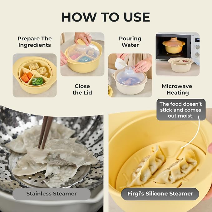 48oz Platinum Silicone 3 Compartmented Microwave Steamer Pot - Image 5