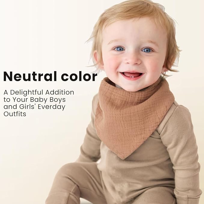 Konssy Muslin Baby Bibs 10 Pack Baby Bandana Drool Bibs 100% Cotton - Image 2