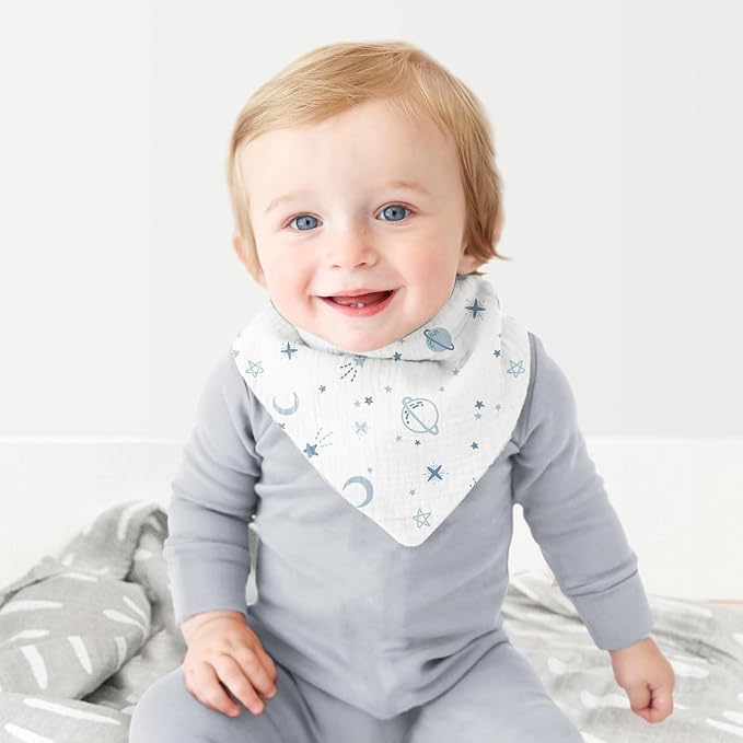 Konssy Muslin Baby Bibs 10 Pack Baby Bandana Drool Bibs 100% Cotton - Image 4